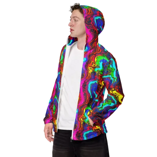 Prismatic Fossils on a Men's Windbreaker