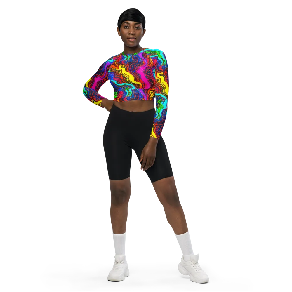 Prismatic Fossils on Long Sleeve Crop Top — Front