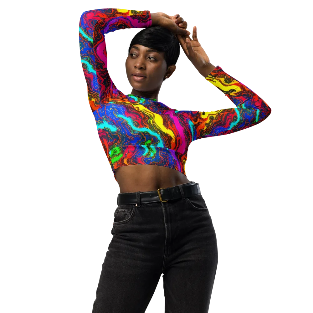 Prismatic Fossils on Long Sleeve Crop Top — Front