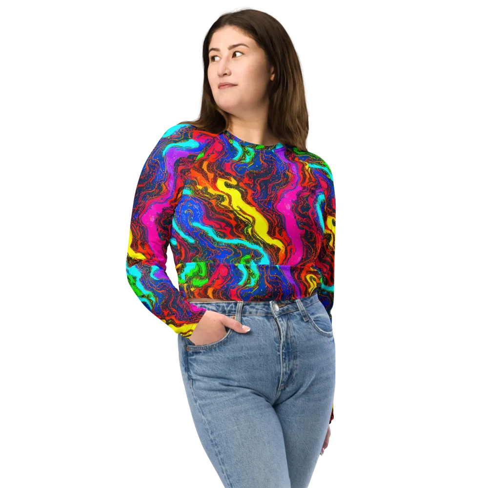 Prismatic Fossils on Long Sleeve Crop Top — Front