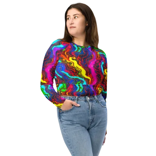 Prismatic Fossils on a Long Sleeve Crop Top
