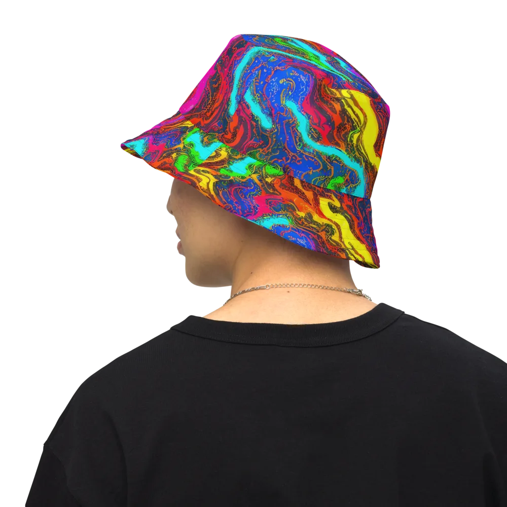 Prismatic Fossils on Reversible Bucket Hat — Back Inside