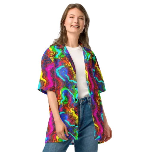 Prismatic Fossils on a Button Shirt