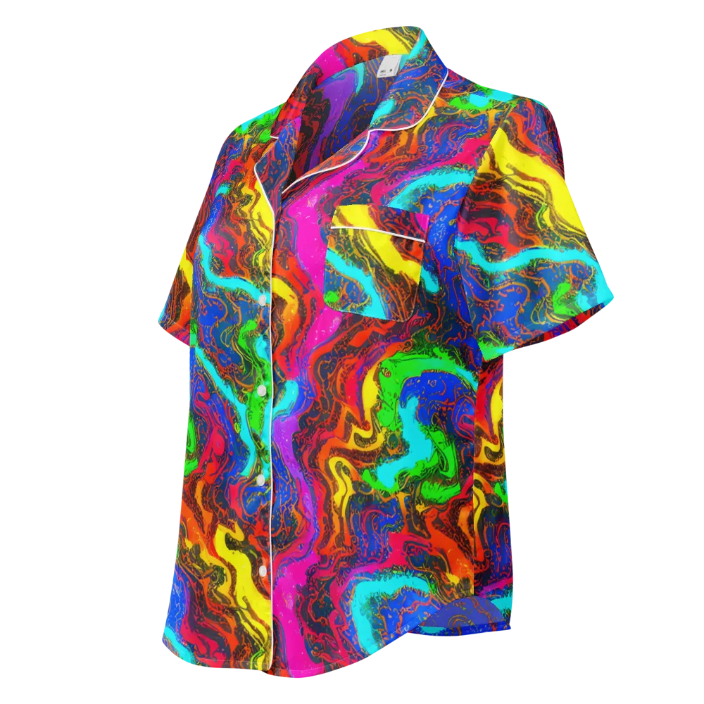 Prismatic Fossils on Women's Short Sleeve Pajama Top — Left Front