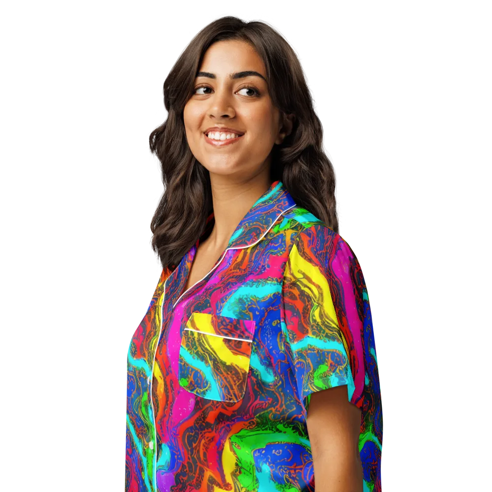 Prismatic Fossils on Women's Short Sleeve Pajama Top — Left Front