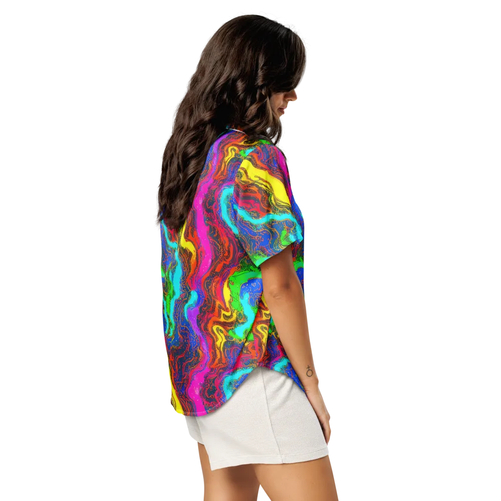 Prismatic Fossils on Women's Short Sleeve Pajama Top — Right Back