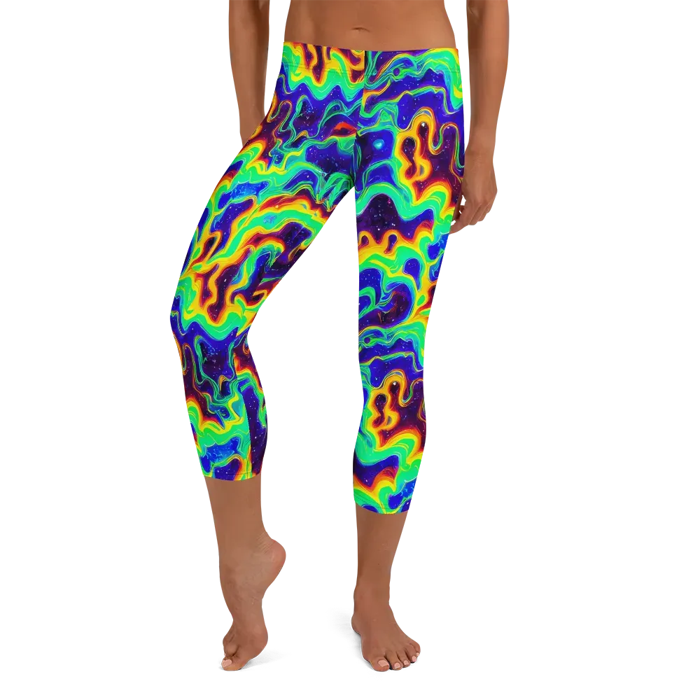 Hypercosm on Capri Leggings — Front