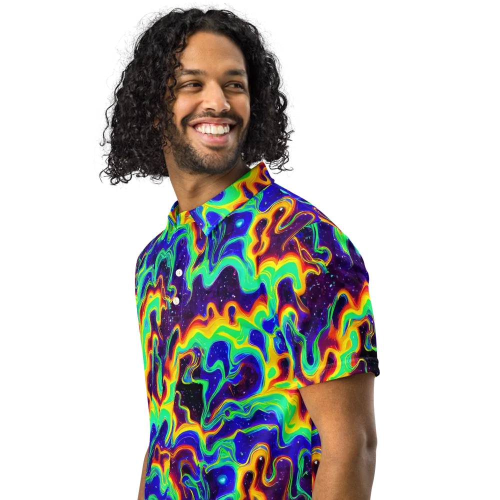Hypercosm on Men's Slim Fit Polo Shirt — Left Front