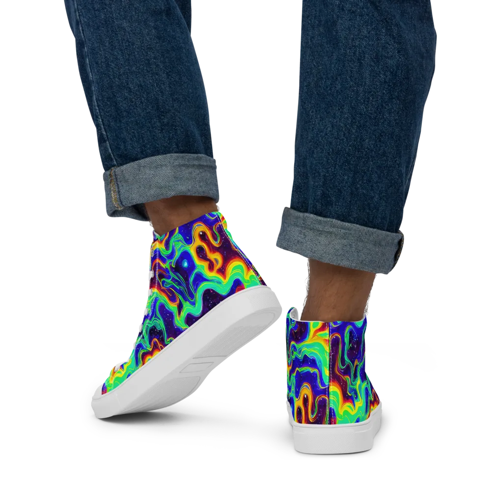 Hypercosm on Men's High Top Canvas Shoes — Back