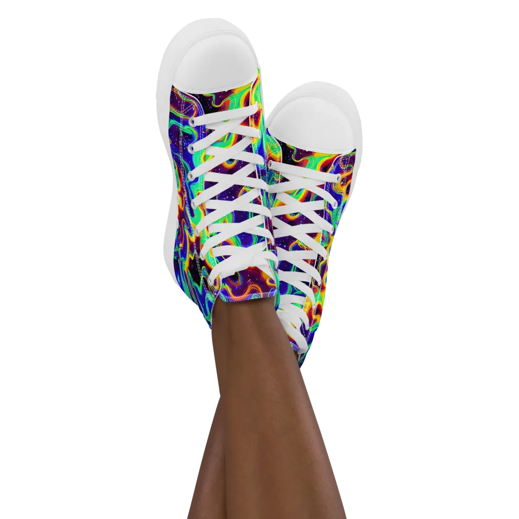 Hypercosm on Women's High Top Canvas Shoes — Front