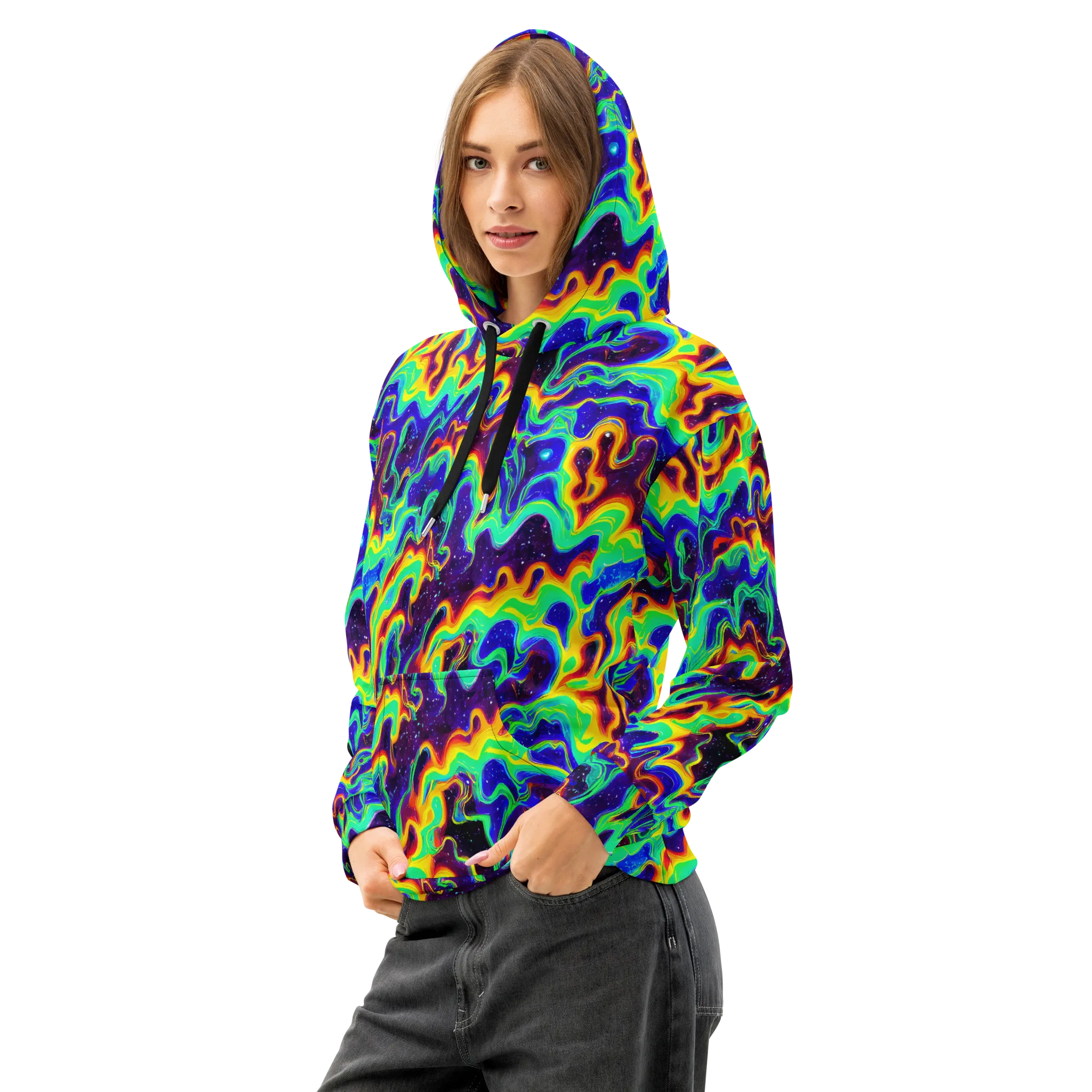 Hypercosm on Cotton Hoodie — Left Front