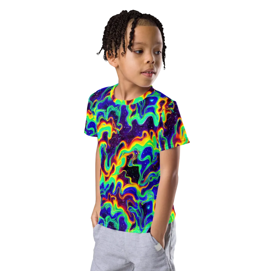 Hypercosm on Kids Crew Neck T-Shirt — Left Front