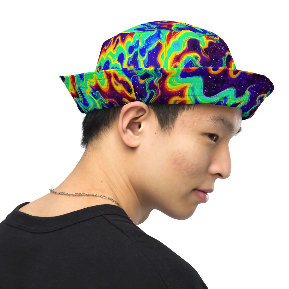 Hypercosm on Reversible Bucket Hat — Right Outside