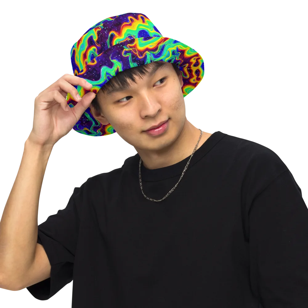 Hypercosm on Reversible Bucket Hat — Front Inside