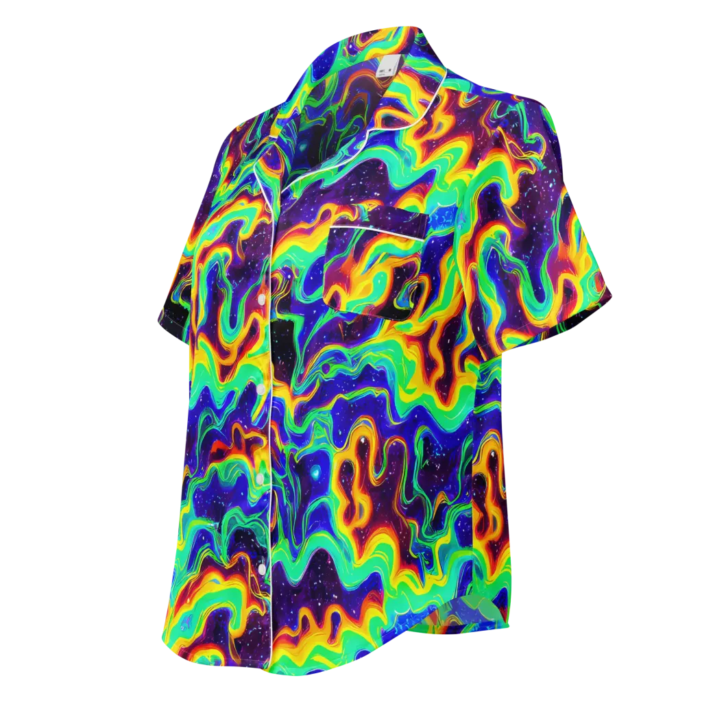 Hypercosm on Women's Short Sleeve Pajama Top — Left Front