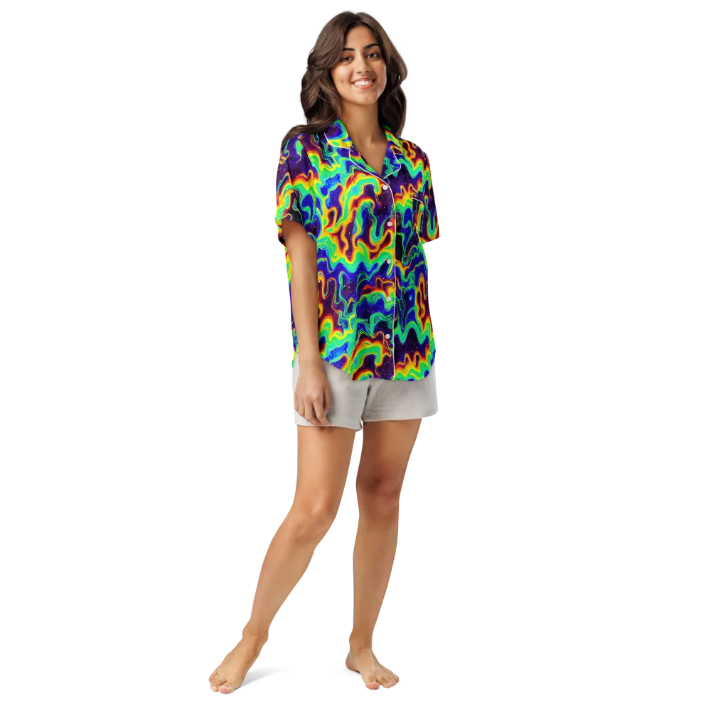 Hypercosm on Women's Short Sleeve Pajama Top — Front