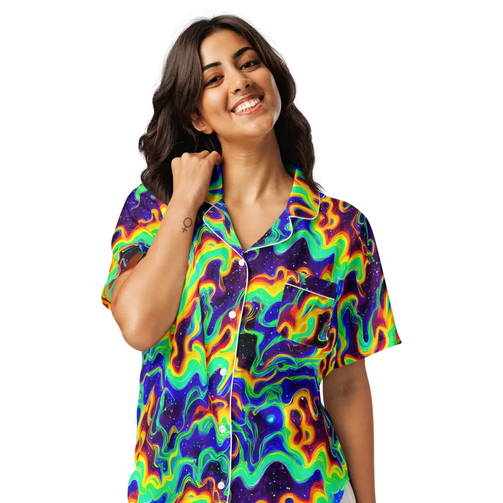 Hypercosm on Women's Short Sleeve Pajama Top — Front