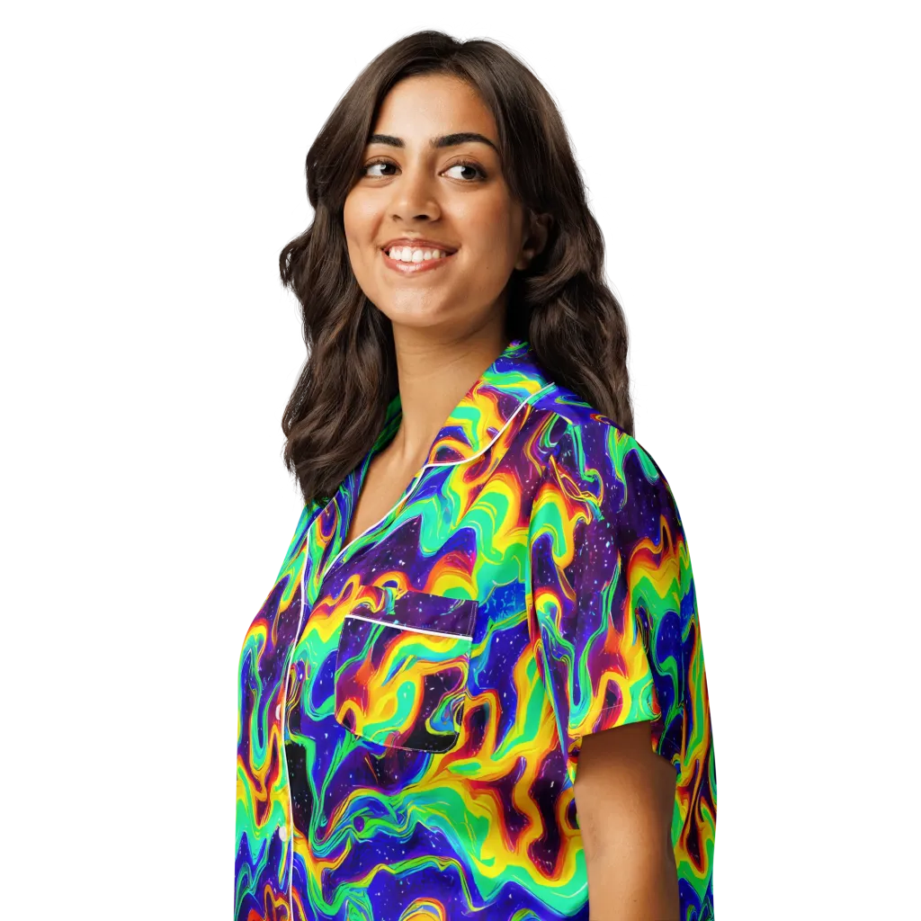 Hypercosm on Women's Short Sleeve Pajama Top — Left Front