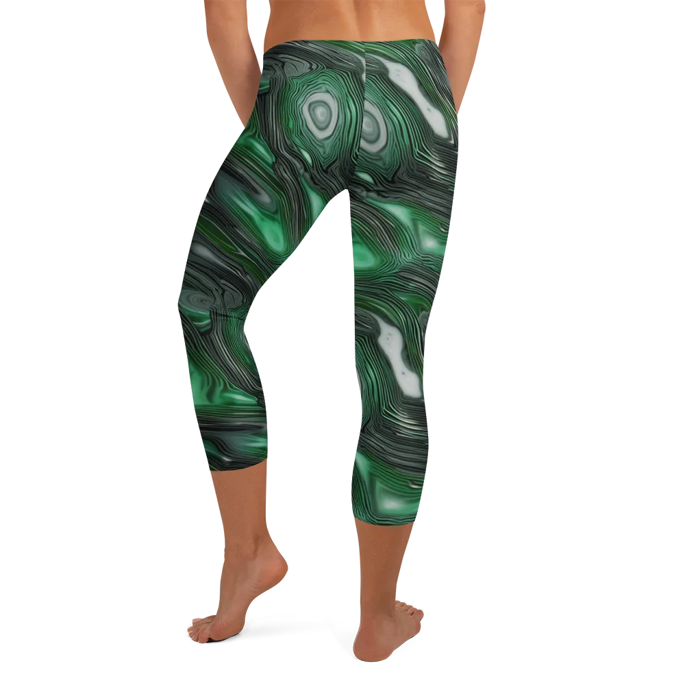 Malachite Current on Capri Leggings — Back