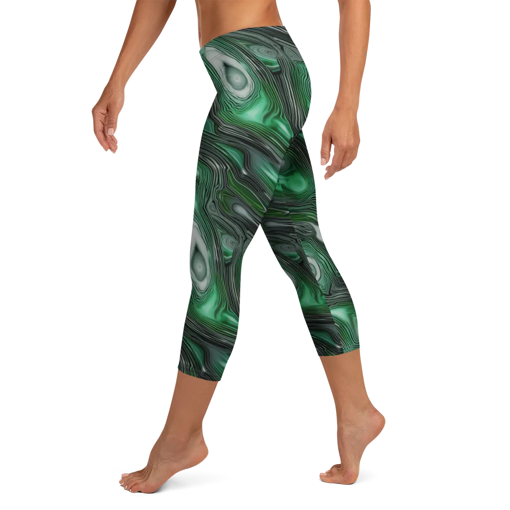 Malachite Current on Capri Leggings — Left