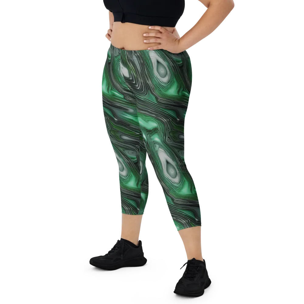 Malachite Current on Capri Leggings — Front