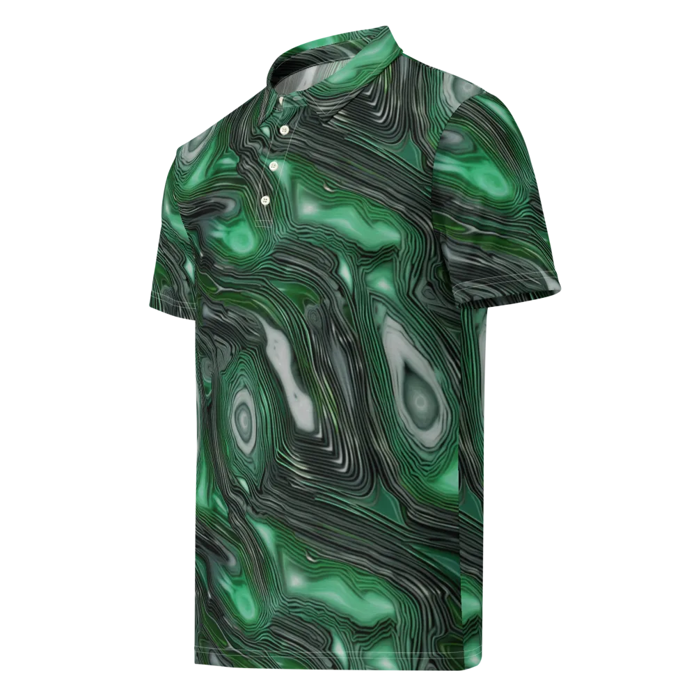 Malachite Current on Men's Slim Fit Polo Shirt — Left Front