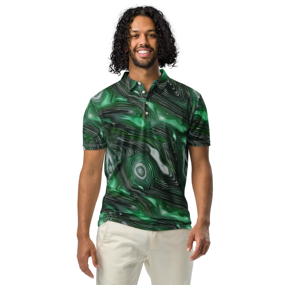 Malachite Current on Men's Slim Fit Polo Shirt — Front