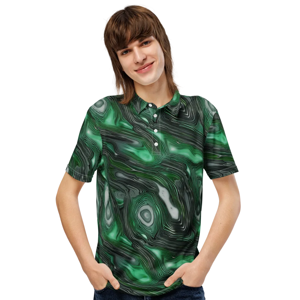 Malachite Current on Men's Slim Fit Polo Shirt — Front