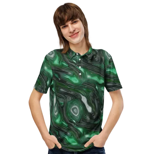 Malachite Current on a Men's Slim Fit Polo Shirt