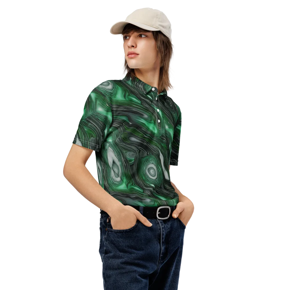 Malachite Current on Men's Slim Fit Polo Shirt — Right Front