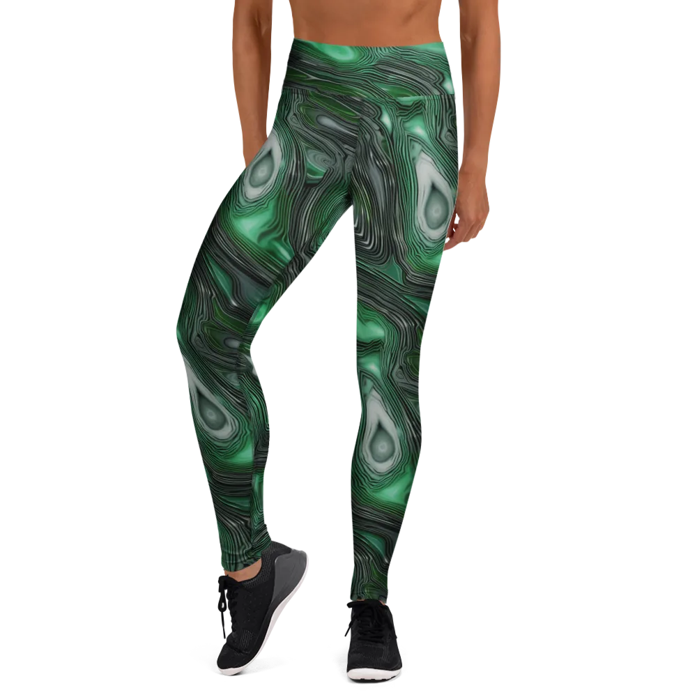 Malachite Current on Yoga Leggings — Front