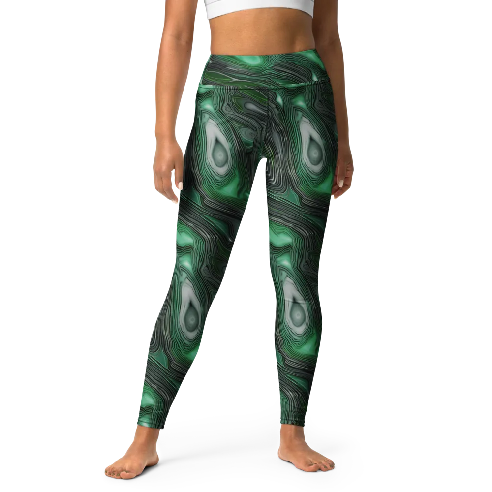 Malachite Current on Yoga Leggings — Front