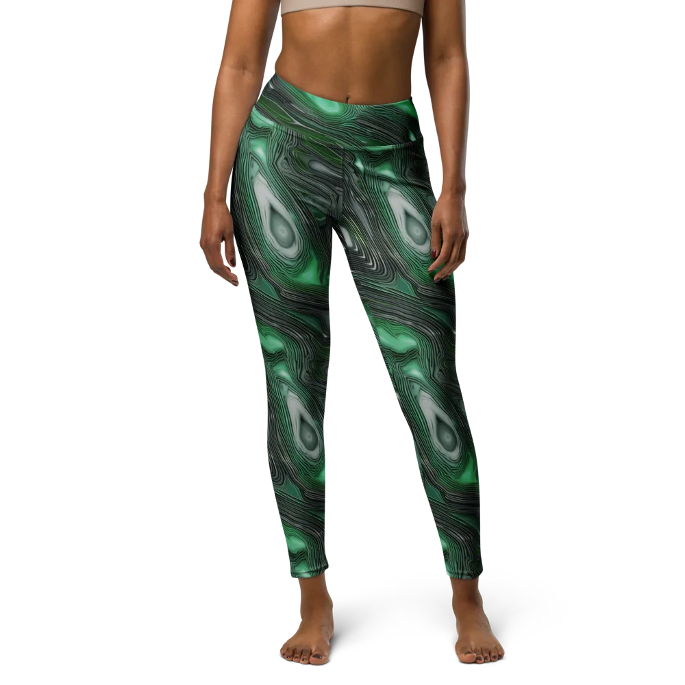 Malachite Current on Yoga Leggings — Front