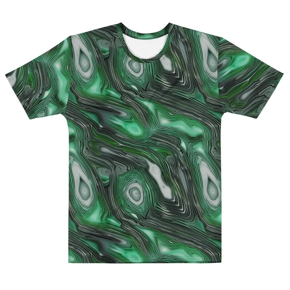 Malachite Current on Men's Cotton Crew Neck T-Shirt — Front