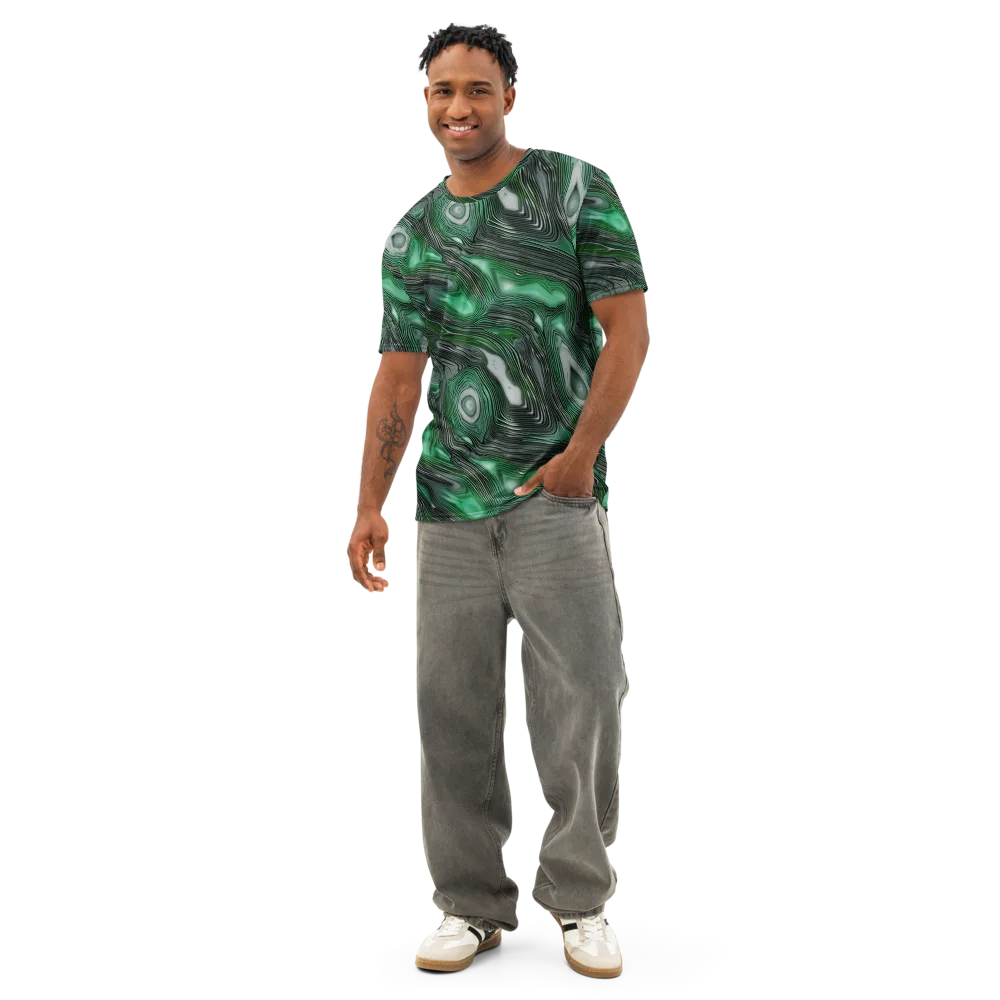 Malachite Current on Men's Cotton Crew Neck T-Shirt — Front