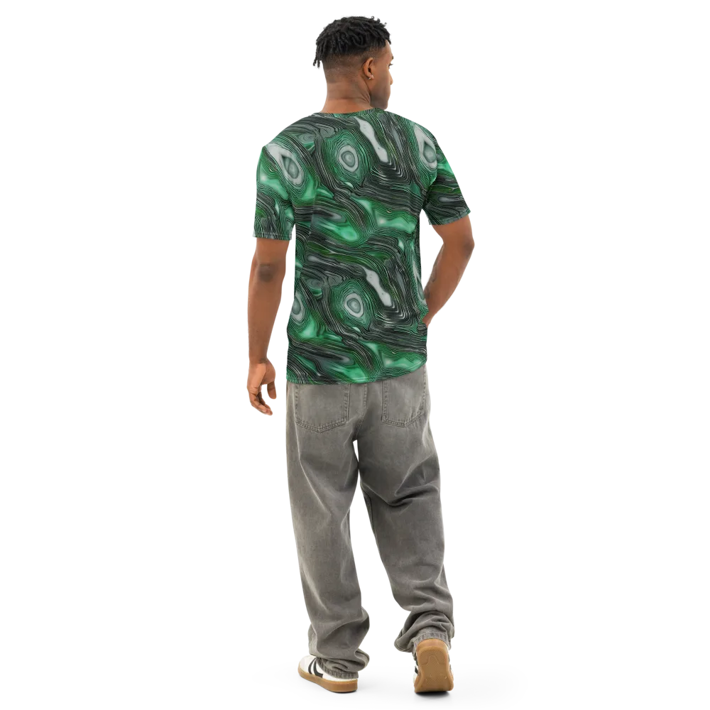 Malachite Current on Men's Cotton Crew Neck T-Shirt — Back