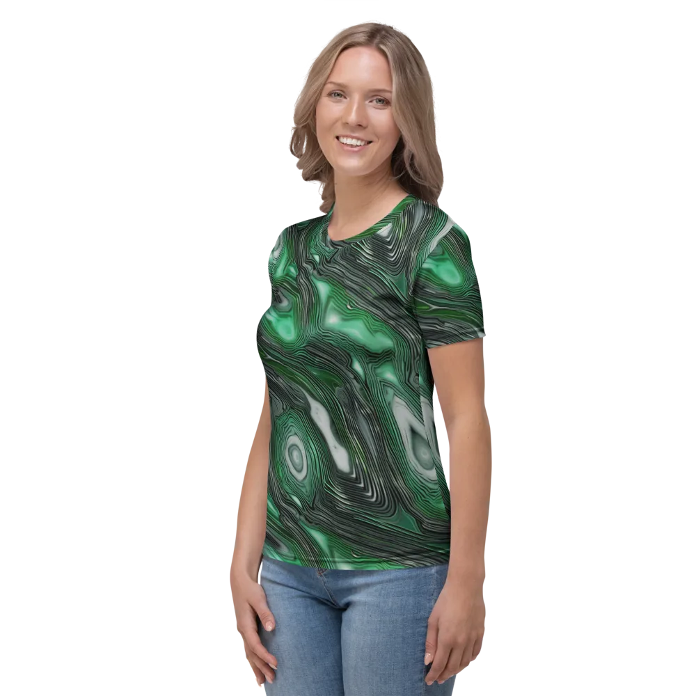 Malachite Current on Women's Crew Neck T-Shirt — Left