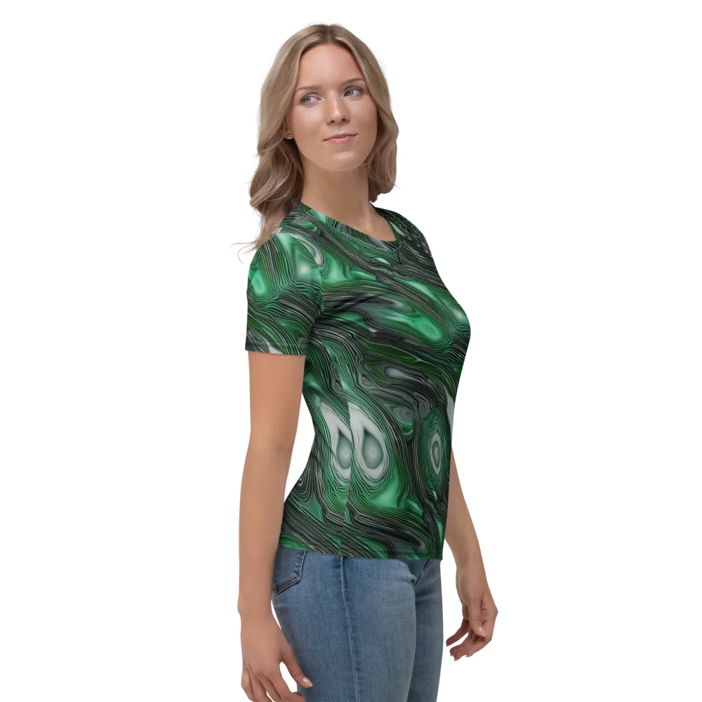 Malachite Current on Women's Crew Neck T-Shirt — Right