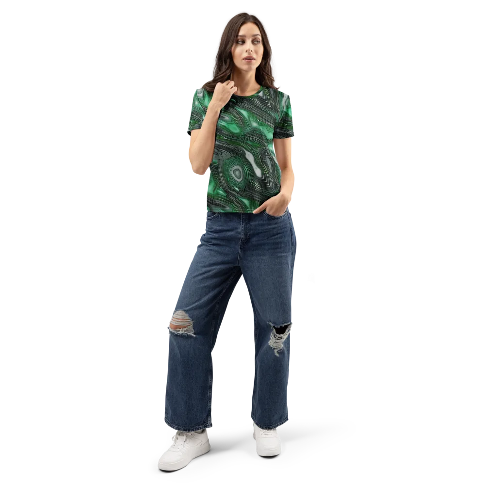 Malachite Current on Women's Crew Neck T-Shirt — Front
