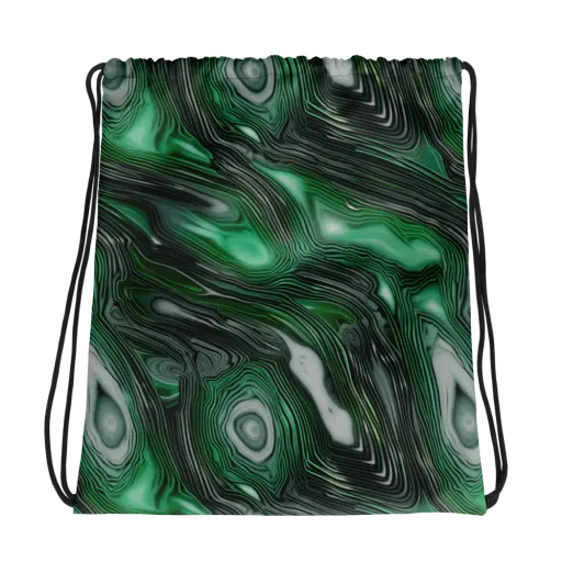 Malachite Current on a Drawstring Bag