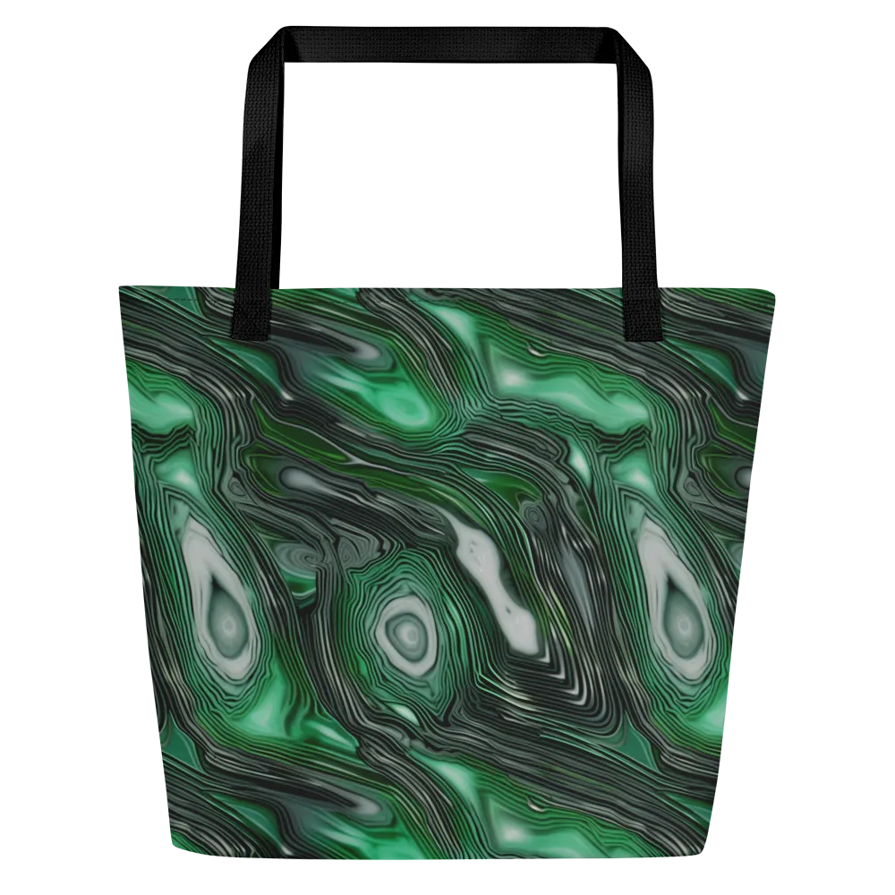 Malachite Current on Large Tote Bag W/ Pocket — Front