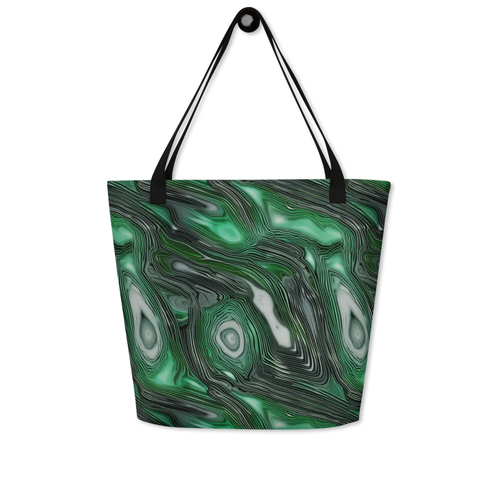 Malachite Current on Large Tote Bag W/ Pocket — Front