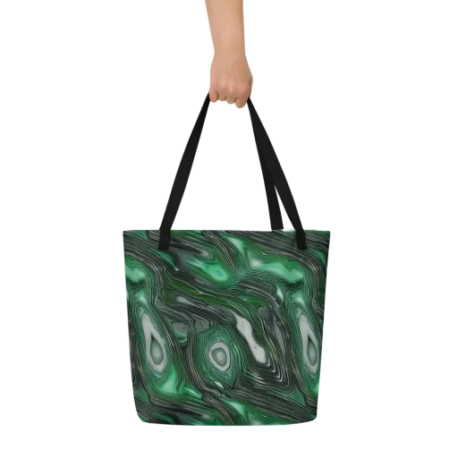 Malachite Current on a Large Tote Bag W/ Pocket