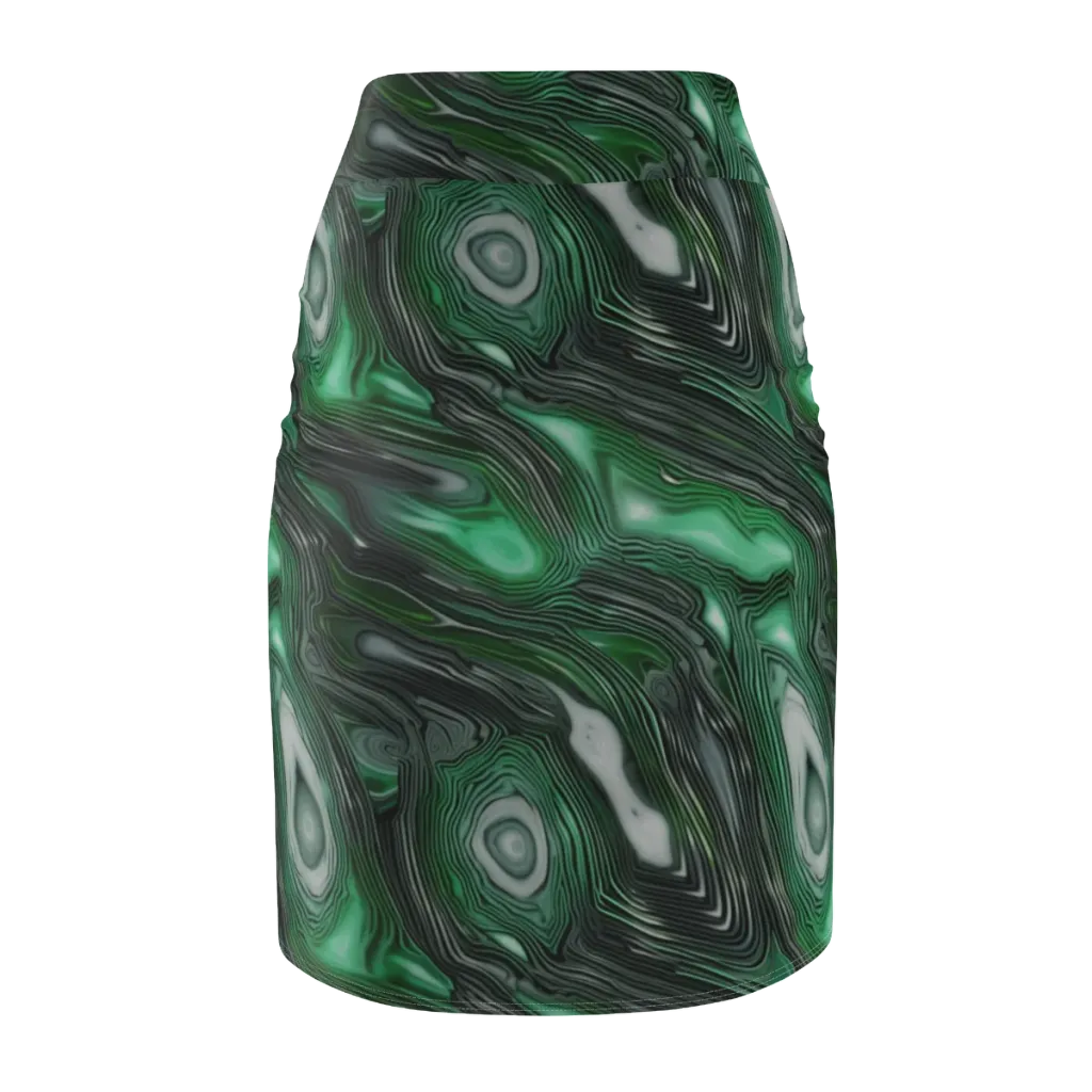 Malachite Current on Pencil Skirt — Back