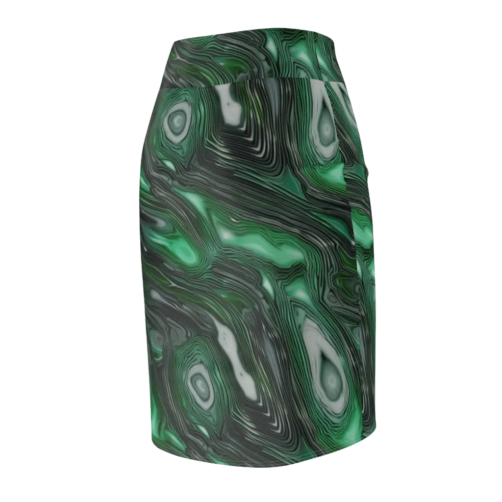 Malachite Current on Pencil Skirt — Back Side