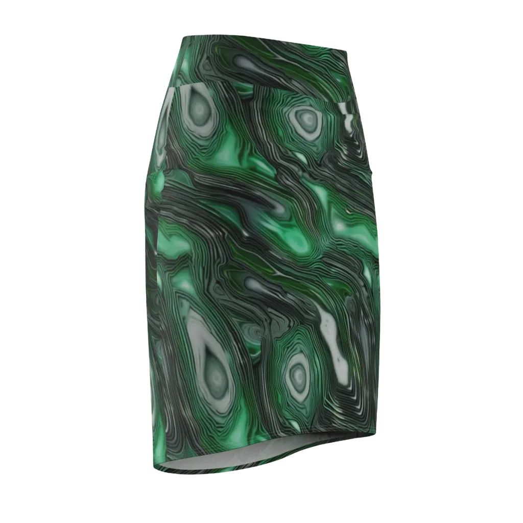 Malachite Current on Pencil Skirt — Front Side