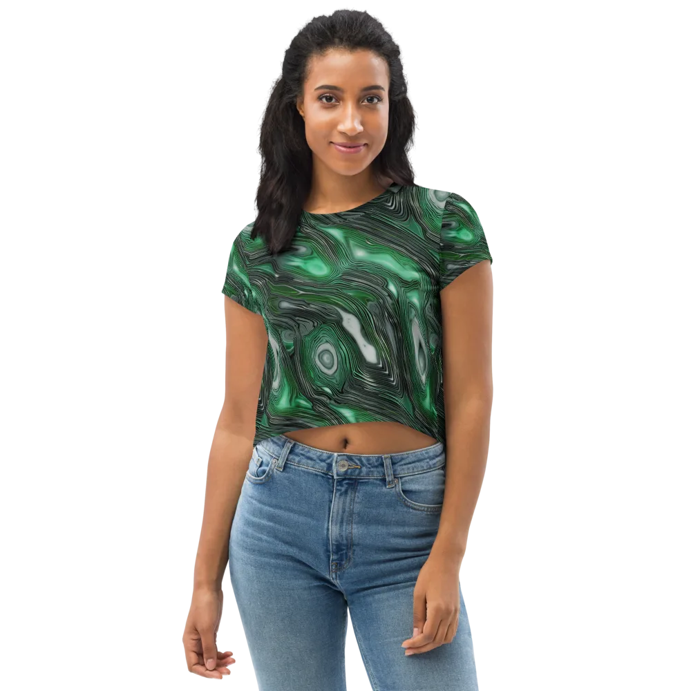 Malachite Current on Crop Tee — Front