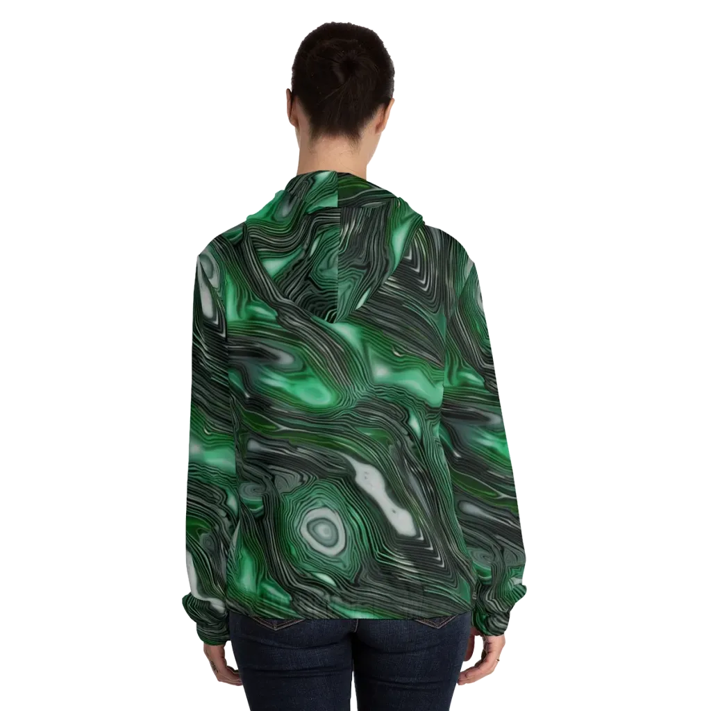 Malachite Current on Women's Full-Zip Hoodie — Back On Person