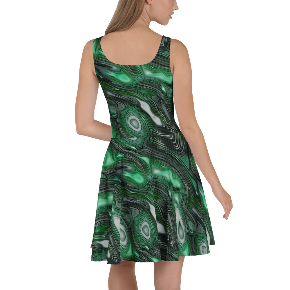 Malachite Current on Skater Dress — Back