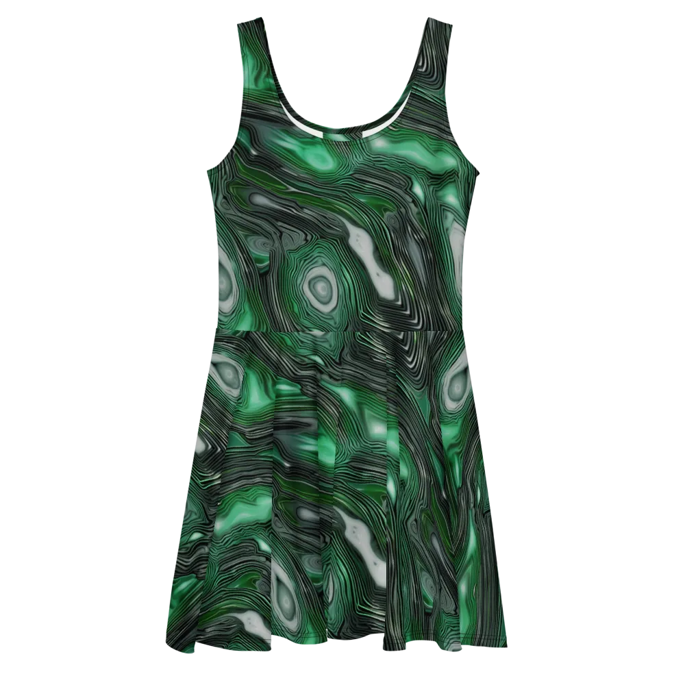 Malachite Current on Skater Dress — Front